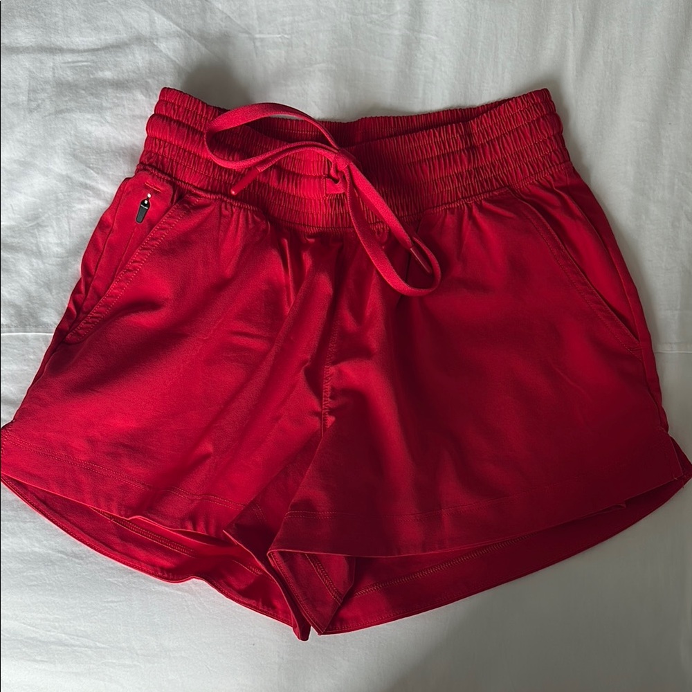 Red running shorts